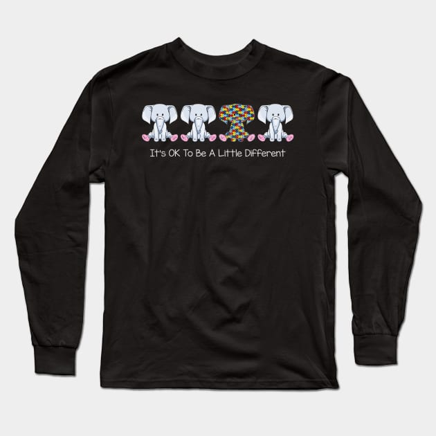 Autism Awareness Elephant Its Ok To Be A Little Different Long Sleeve T-Shirt by eldridgejacqueline